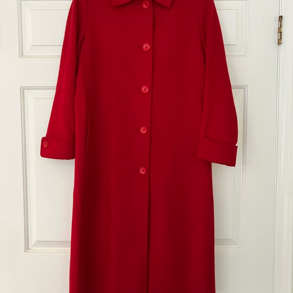 Red Buttoned Long Sleeve Notched Collar Jacket